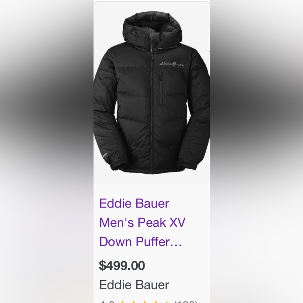 Eddie Bauer peak XV puffer jacket